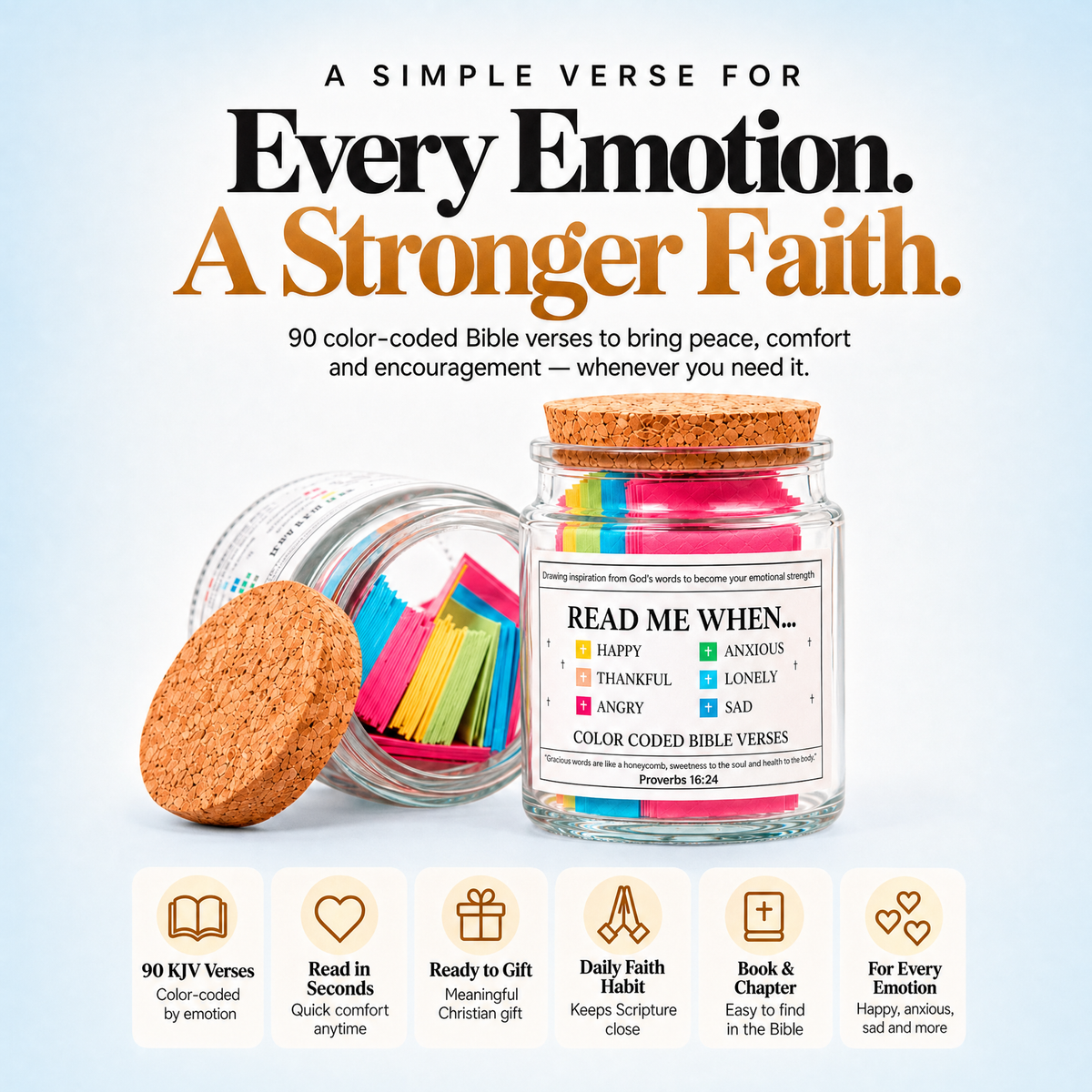 (GIFTING OFFER) Handmade 90 Day Bible Verses Jar (Free Christian Gift Box)