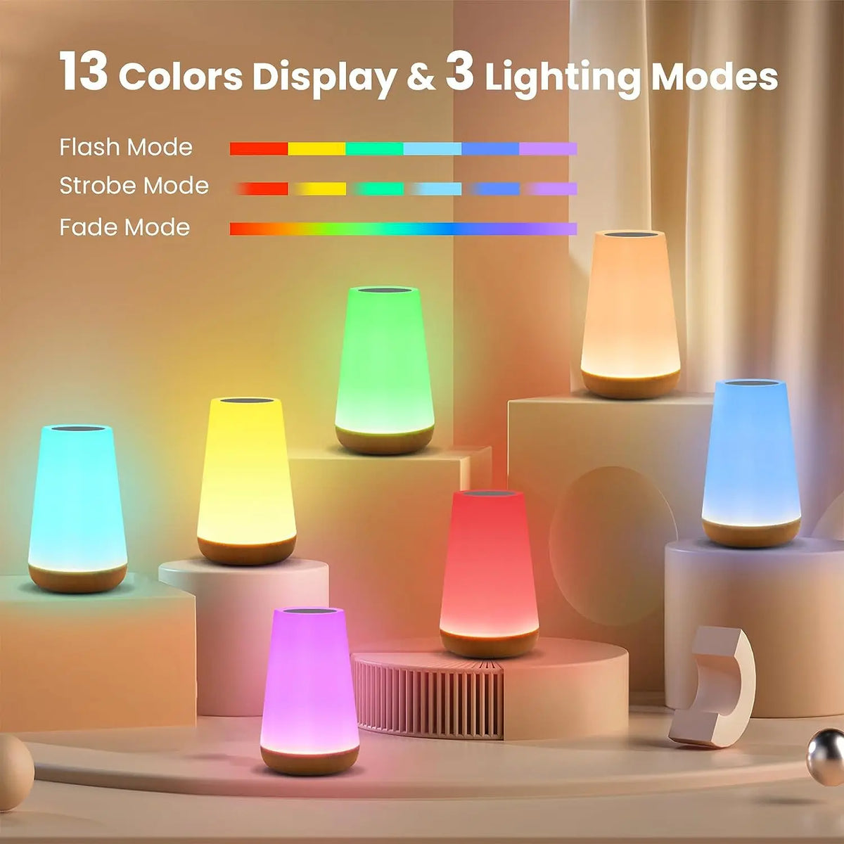 13 color options and 3 lighting modes